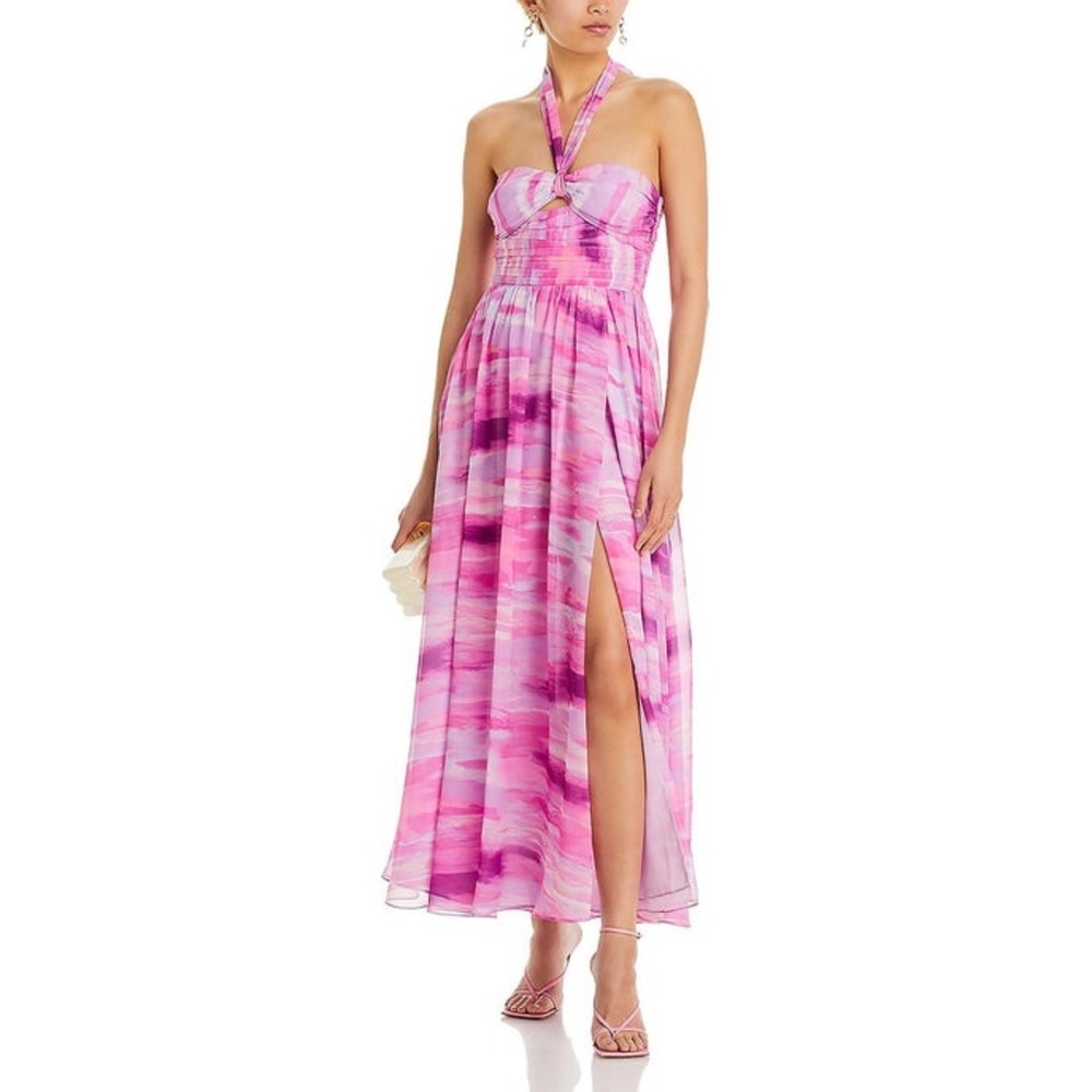 Aqua Womens Pink Ombre Chiffon Maxi Dress BHFO 5931